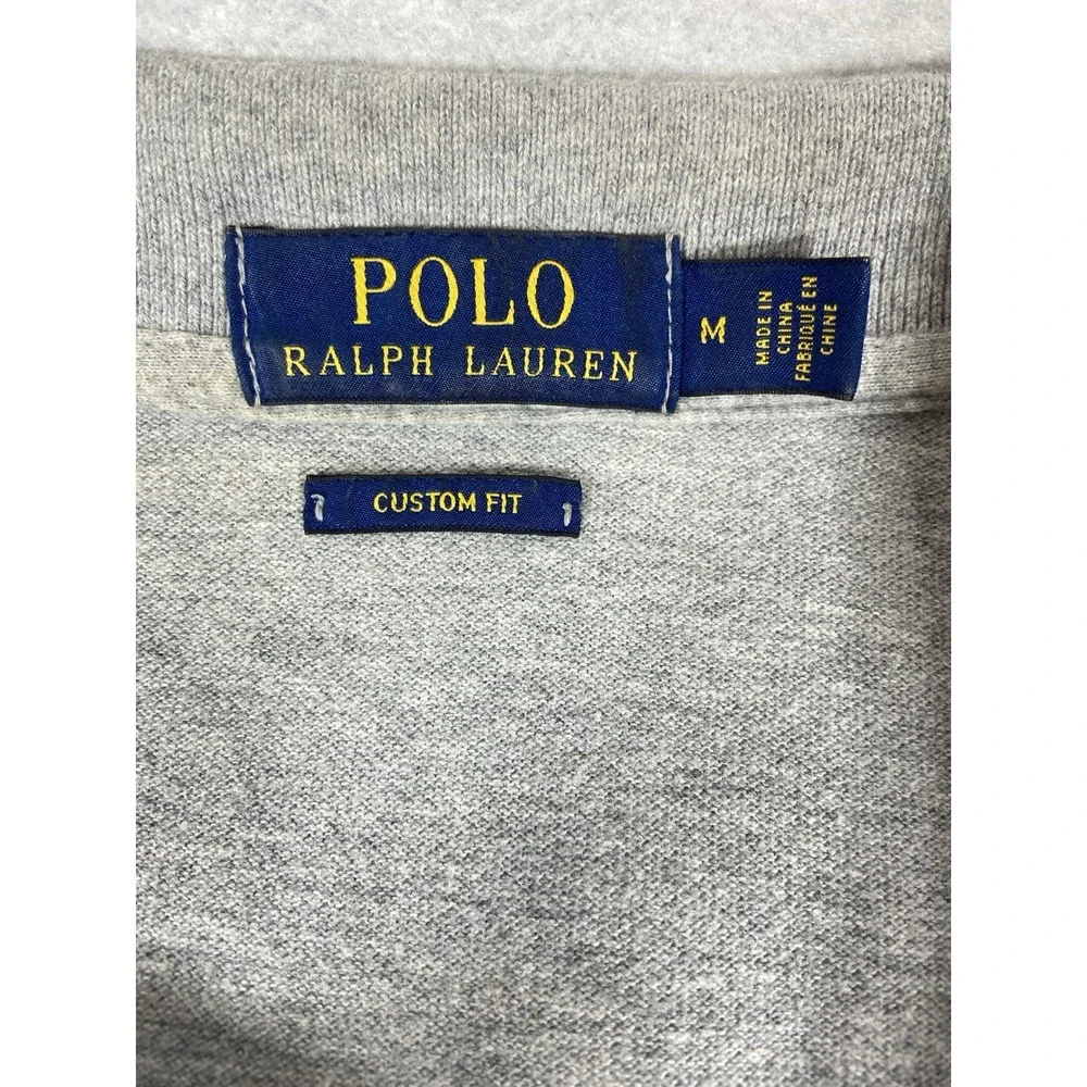Polo Ralph Lauren Polo Shirt Men's M Gray Team USA 16 American Flag Custom Fit